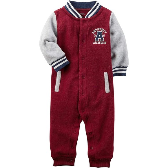 Carter's Other - NEW Carter's Baby Boys University of Awesome Plush Fleece Footless Jumpsuit 6 M